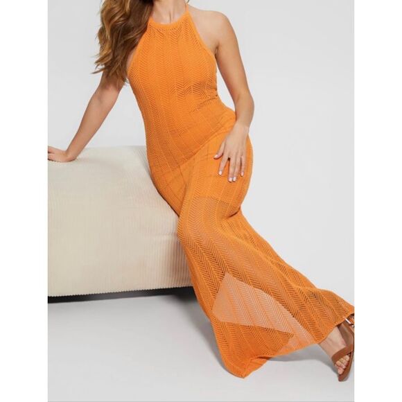 Guess Women's Sophie Halter Maxi Sweater Dress Large NWT - Picture 3 of 11